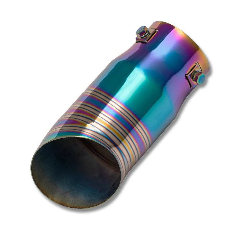 Universal Inlet 68mm Exhaust Muffler Pipe Stainless Steel Chrome Brunt Blue Car Tail Throat Trim Rear Car Accessories
