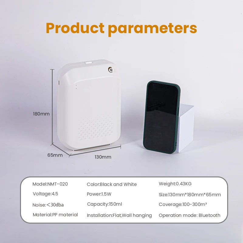 NAMSTE  300m³ Battery Aroma Diffuser Bluetooth Electric Scent Diffuser Wall Hanging Essential Oil Diffuser Home Air Freshener
