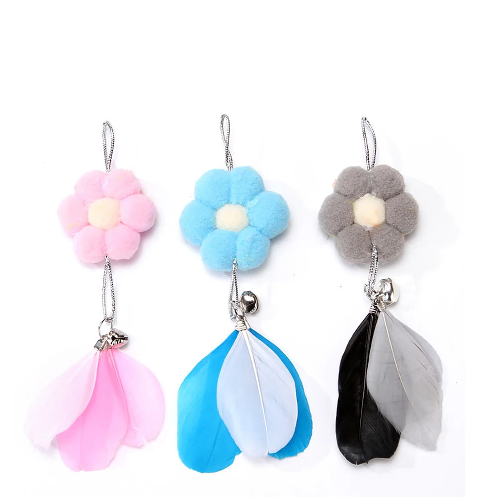 10pcs Cat Wand Toy Refills Cat Feather Toys Accessories for Cat Fishing Pole Assorted Teaser Refills with Bell for Indoor Kitten