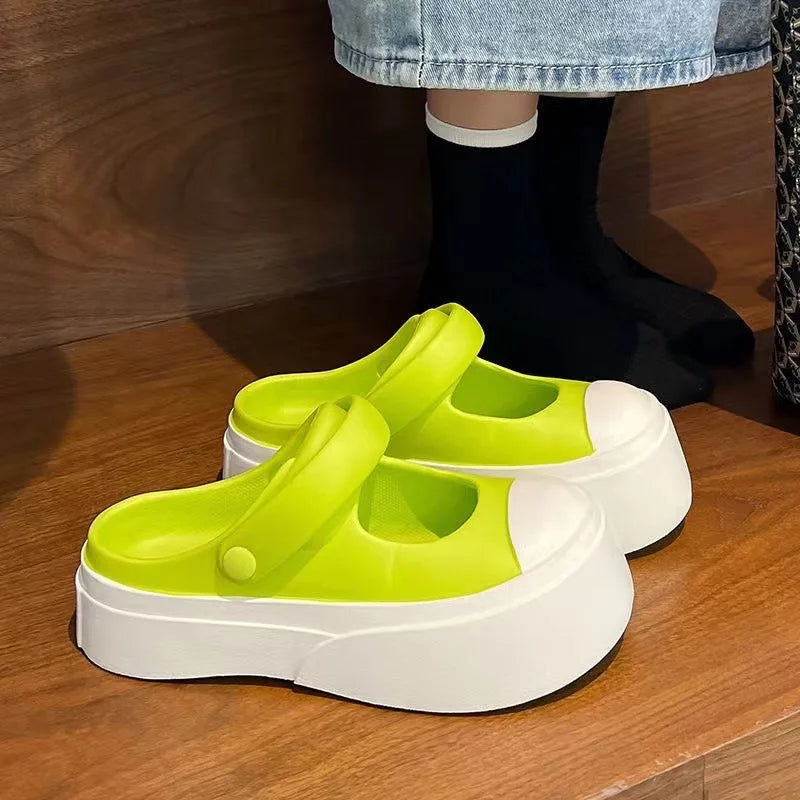 Women Slippers Leisure Versatile Two Wear Sweet Thick Sole Sandals Multi Color Ladies Fashion PVC External Wearing Sandals