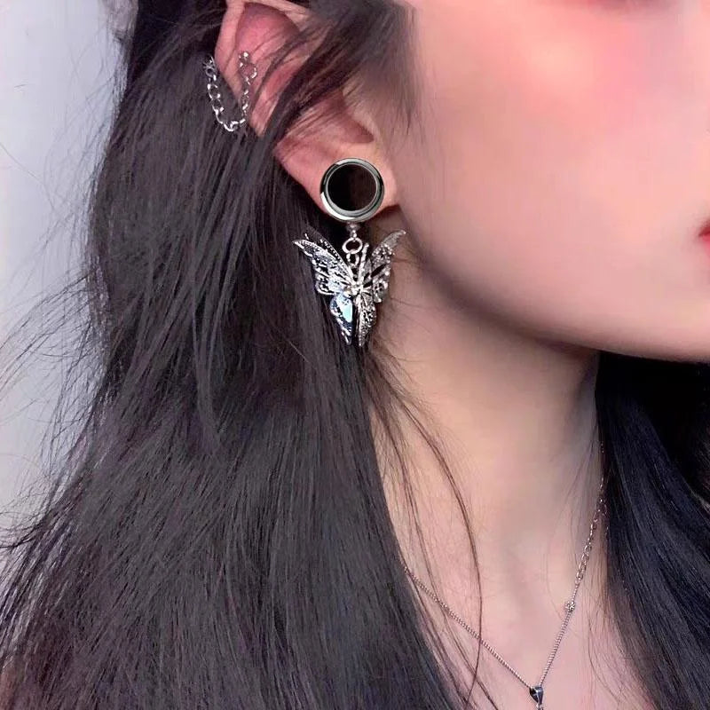 1Pc Beauty Butter Fly Wing Pendant Ear Tunnel Plugs and Gauges Flesh Piercing Expander Plug Earrings