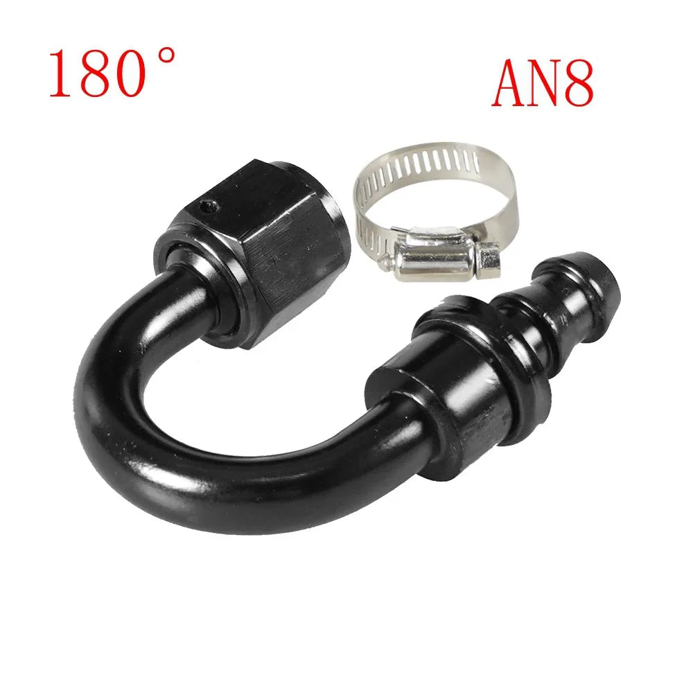 Universal 0 45° 90° 180°Degree AN4 AN6 AN8 AN10 AN12 Oil Fuel Push Lock Hose End Fitting/Adaptor Black