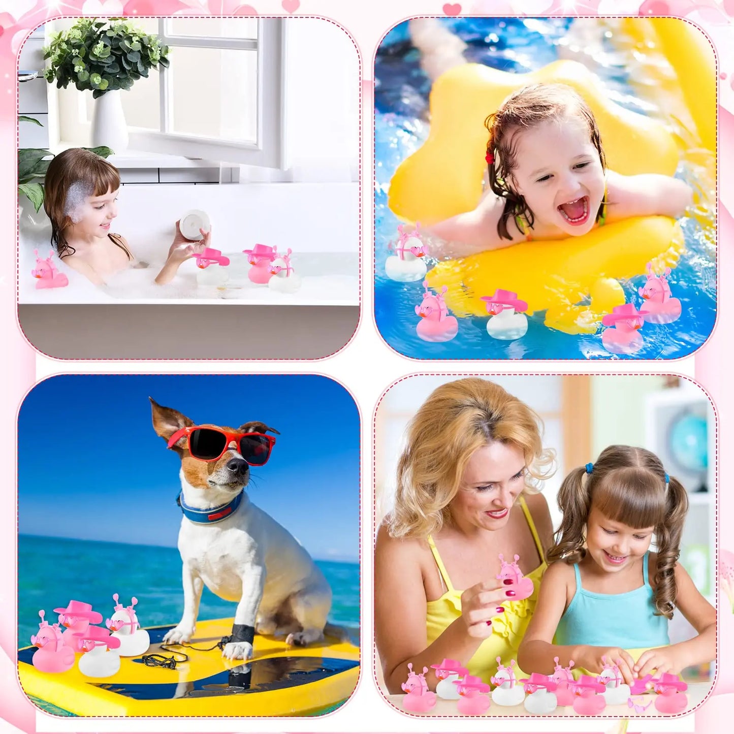 24/48Pcs Valentine's Day Rubber Ducks Mini Valentine's Day Ducks Bath Toys Valentine Party Decorations Holiday Rubber Ducks