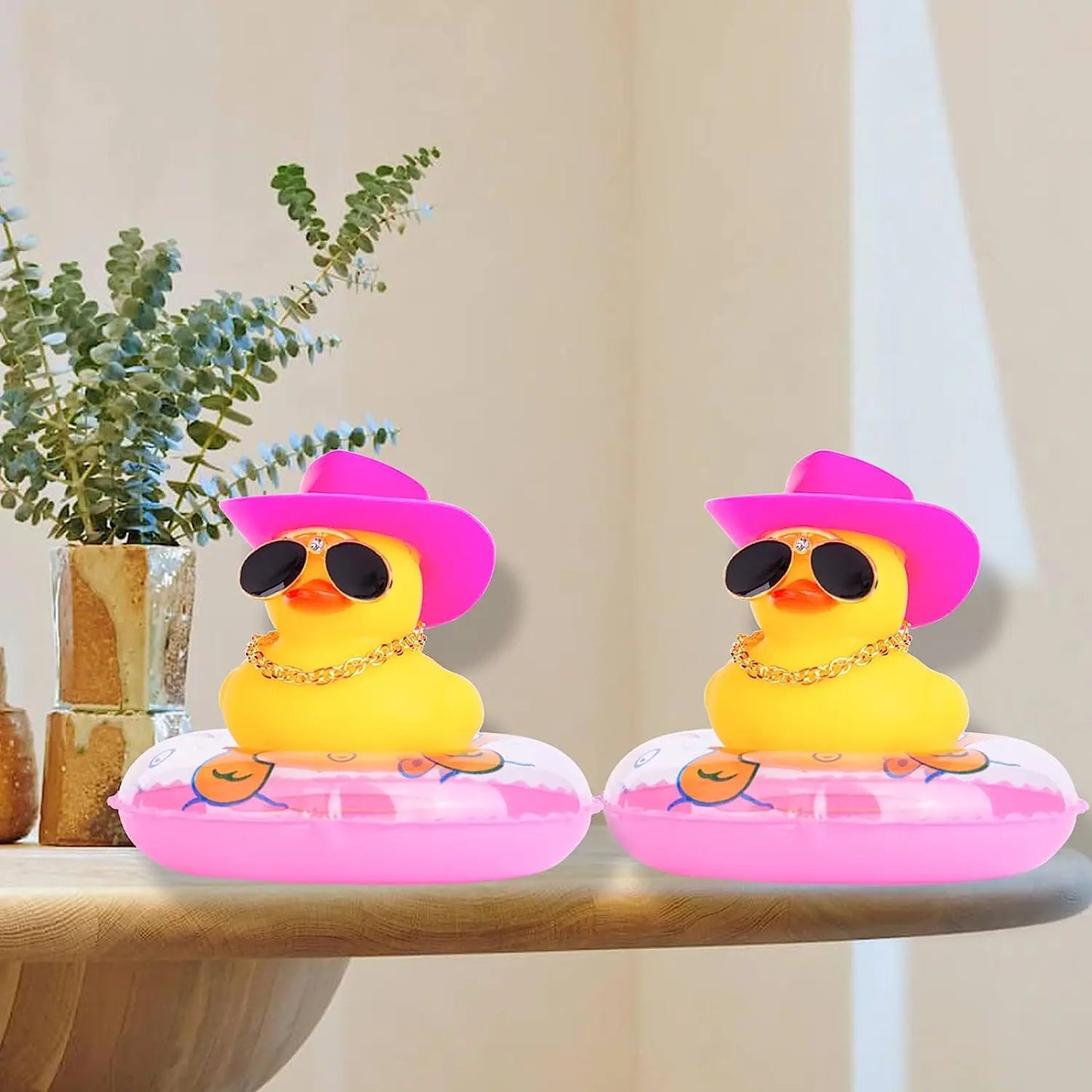 2 Set Car Duck Mini Car Dashboard Yellow Rubber Duckies Toy Jeep Duck Party Favor Car Decoration Table Ornament Car Accessory