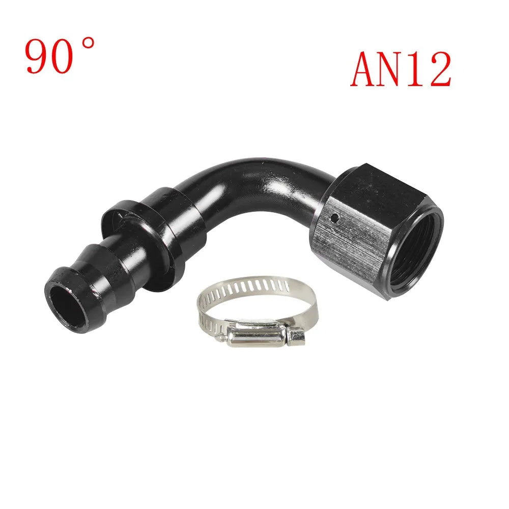 Universal 0 45° 90° 180°Degree AN4 AN6 AN8 AN10 AN12 Oil Fuel Push Lock Hose End Fitting/Adaptor Black