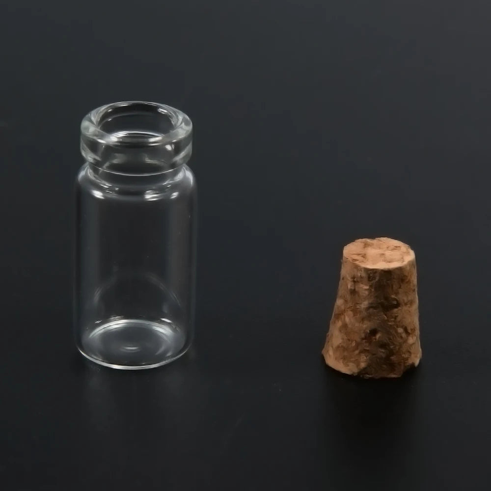 10PCS Mini Medicine Bottle Transparent with Transparent Cork Glass Wishing Bottle Drift Bottle