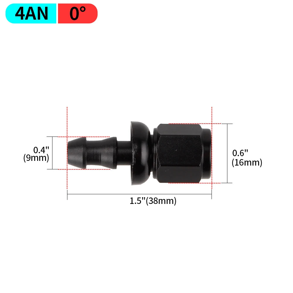AN4/AN6/AN8/AN10/AN12 Straight 0/45/90/180 Degree Female Swivel to Push Lock Hose End Fitting Oil Fuel Hose End Adaptor Kit