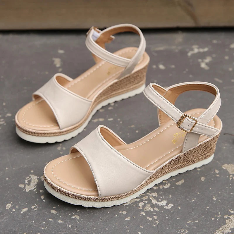 Buckle Strap Wedge Heel Sandals for Women Summer 2023 Lightweight Platform Sandles Woman Non Slip Gladiator Sandalias Mujer