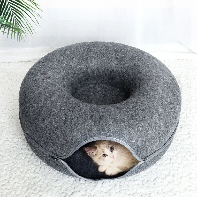 Donut Cat Bed Pet Cat Tunnel Interactive Game Toy Cat Bed Dual-use Indoor Toy Kitten Sports Equipment Cat Training Toy Cat House