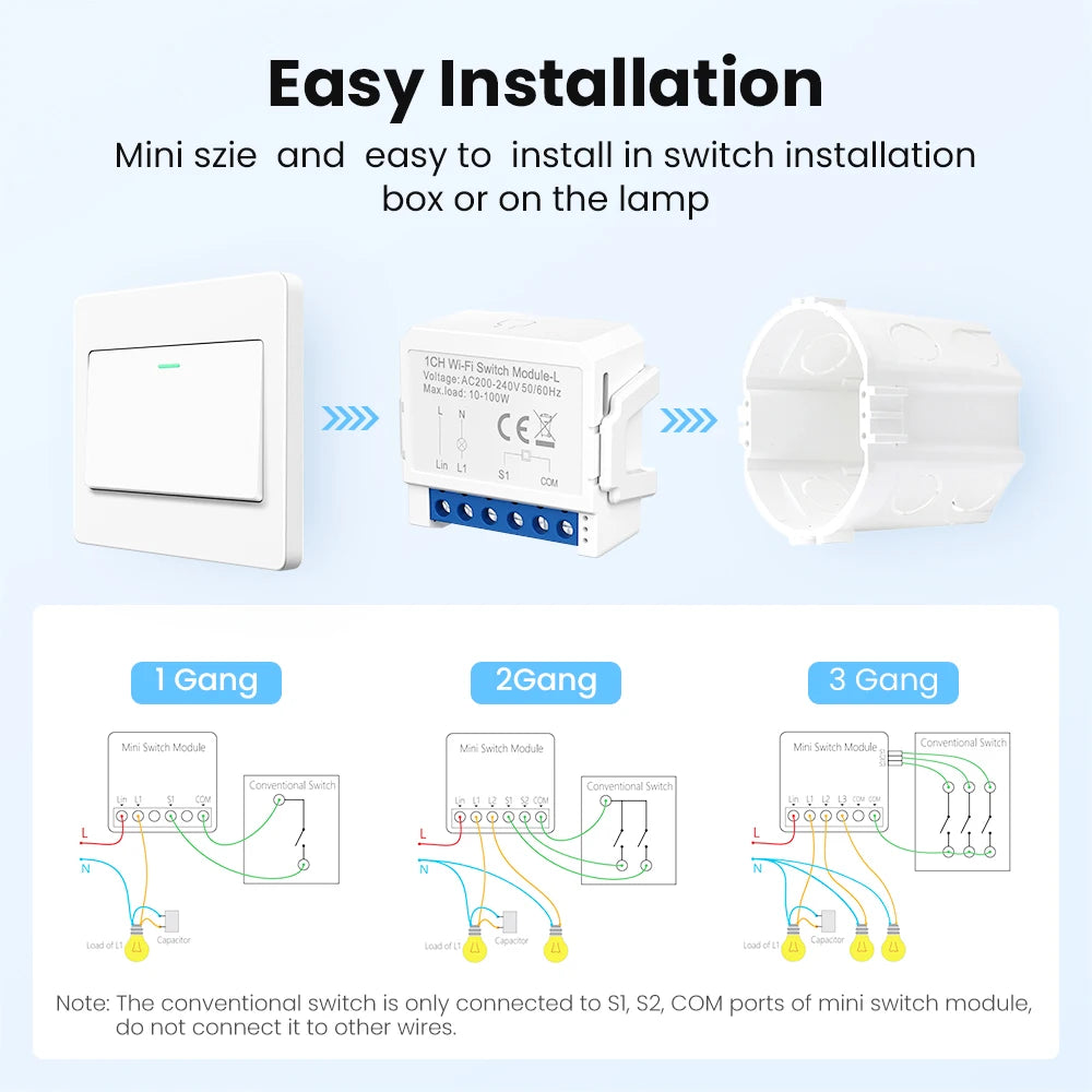 AVATTO Tuya WiFi Smart DIY Light Switch Module 1 2 Gang No Neutral Smart Life APP Remote Control Work With Alexa Google Home