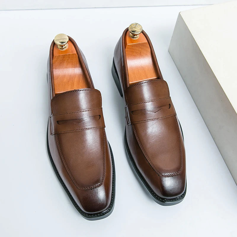 Casual Men's Slip-On Business Loafers High Quality Leather Shoes Gentleman Outdoor Shoes Office Shoes Leisure Ripe-Young Shoes
