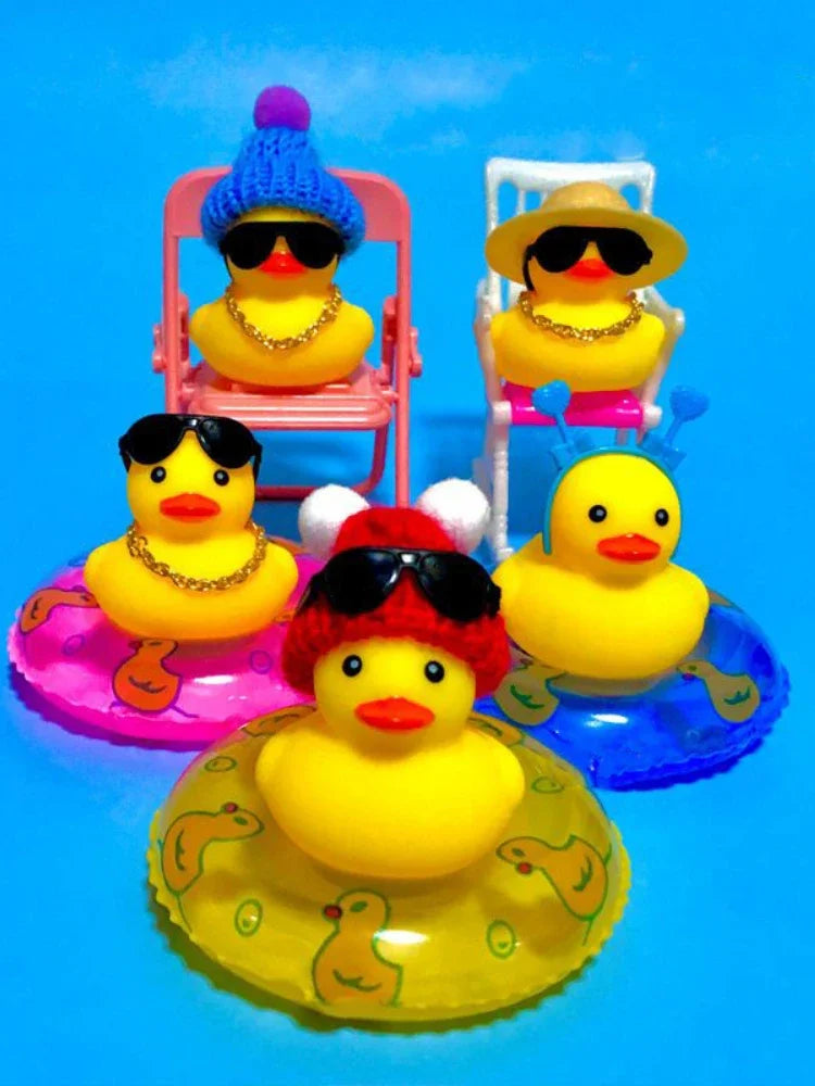 Little Yellow Duck Small Swimming Ring Decorative Ornaments Fashion Style Milk Tea Shop Gifts Toys Accessories Wholesale