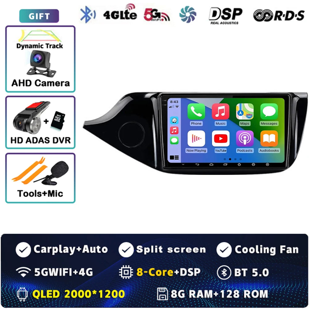 Android 14 Carplay Car Radio For KIA Cee'd CEED JD 2012 2013 2014 - 2018 Multimedia Video Player Navigation GPS Stereo 2 Din DVD
