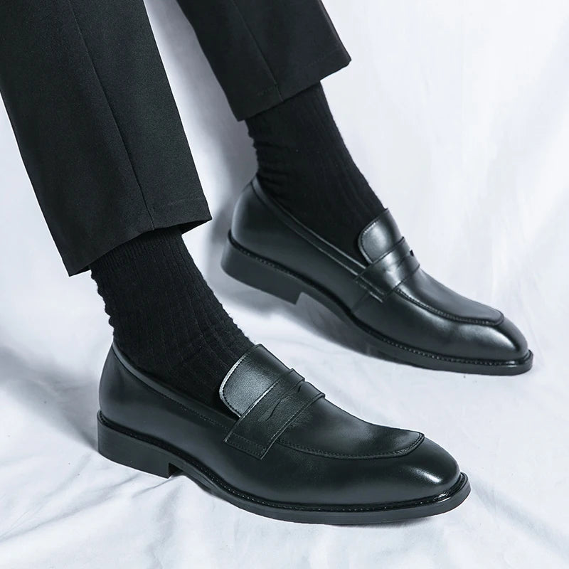 Casual Men's Slip-On Business Loafers High Quality Leather Shoes Gentleman Outdoor Shoes Office Shoes Leisure Ripe-Young Shoes