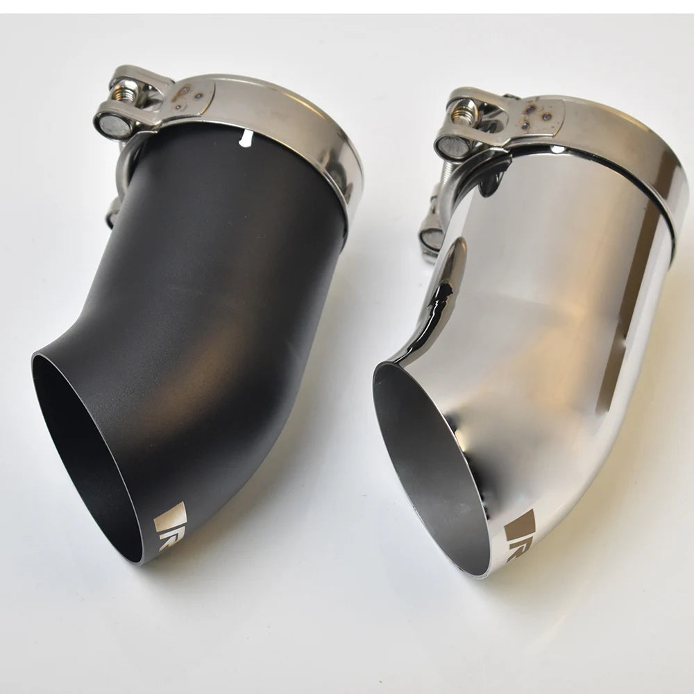 1 Piece Car Matt Black Exhaust 3 Inch Muffler End Tip Silver 45 Degree Bending for 76MM Pipe