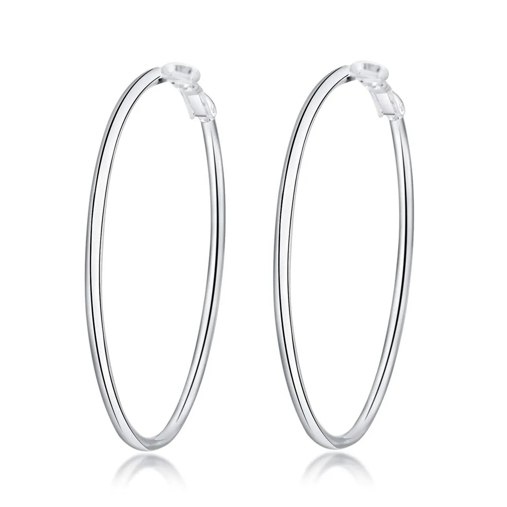 925 Sterling Silver Big Circle Round Hoop Earrings For Women 2022 Trend Exaggerated Ring Earring Jewelry Christmas GaaBou