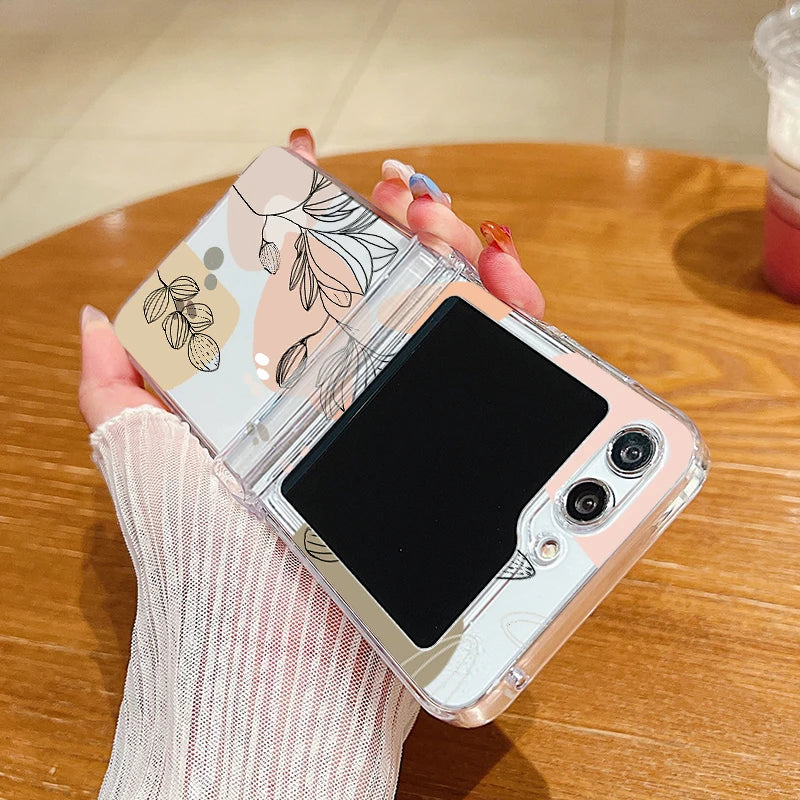 Creative Flower Case For Samsung Galaxy Z Flip5 Flip4 Flip3 Flip6 Shockproof Hard Folding Case Cover For Samsung Z Flip 5 4 3 6