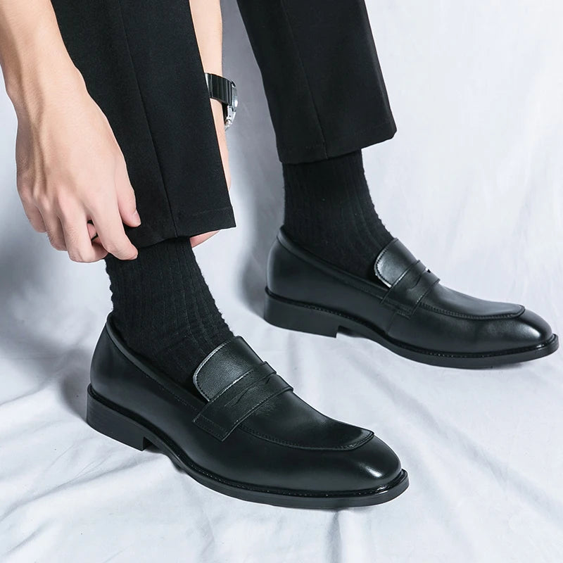 Casual Men's Slip-On Business Loafers High Quality Leather Shoes Gentleman Outdoor Shoes Office Shoes Leisure Ripe-Young Shoes