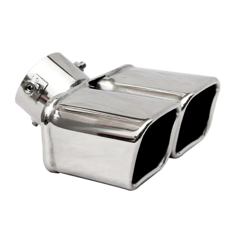 1 PCS Silver/Black Car Dual Exhaust Tip Square Outlet Exhaust Pipe Universal Stainless Steel Exhaust Muffler Inlet 2.5" 3"