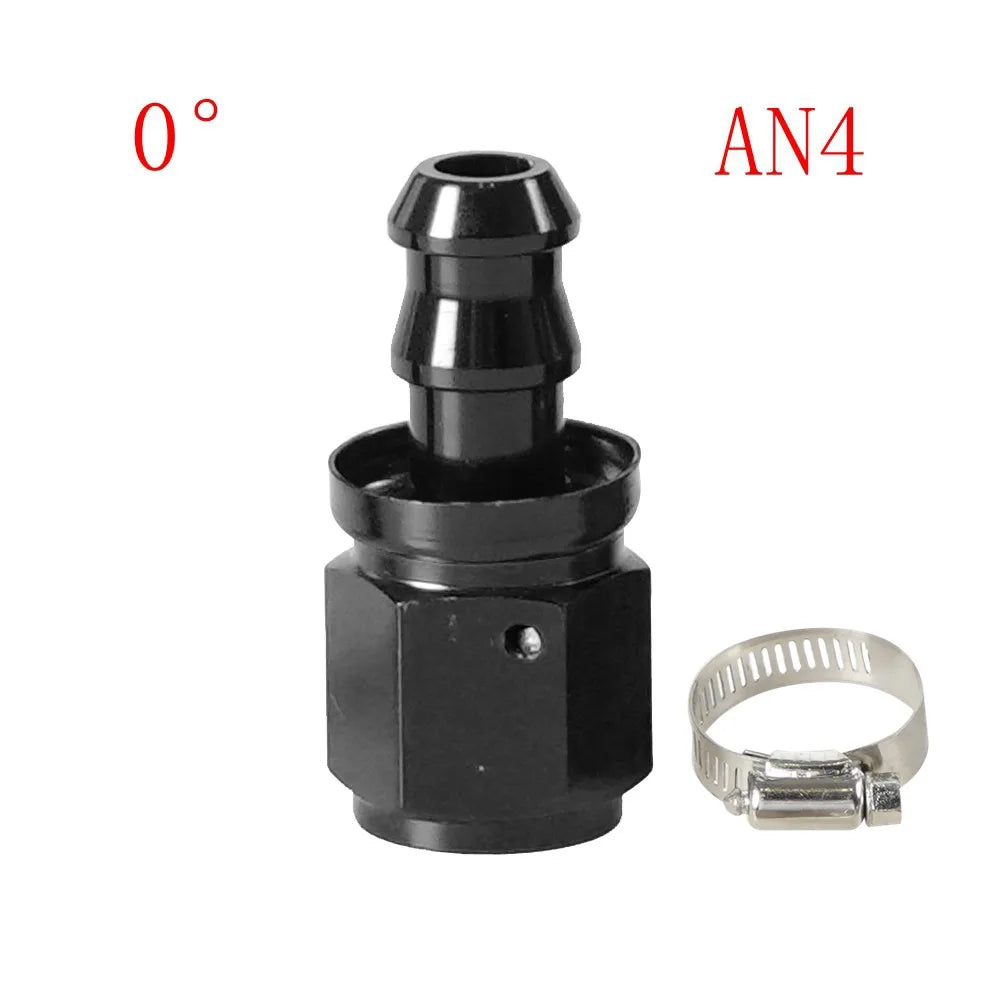 Universal 0 45° 90° 180°Degree AN4 AN6 AN8 AN10 AN12 Oil Fuel Push Lock Hose End Fitting/Adaptor Black