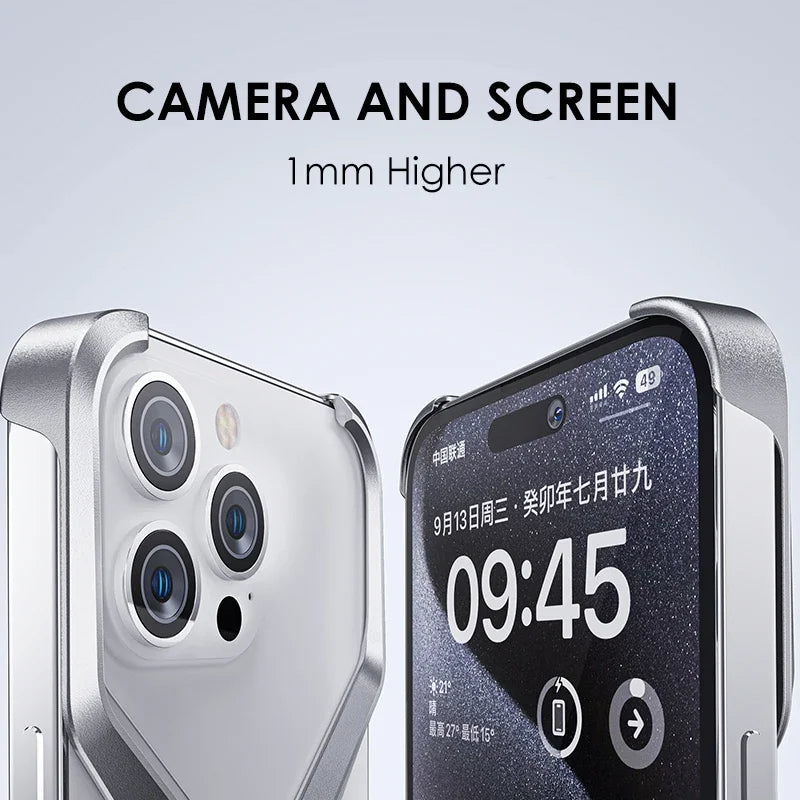 Aluminium Alloy X Shape Removable Frameless Phone Case For iPhone 14 15 Pro Max Metal Heat Dissipation shockproof Armor Cover 