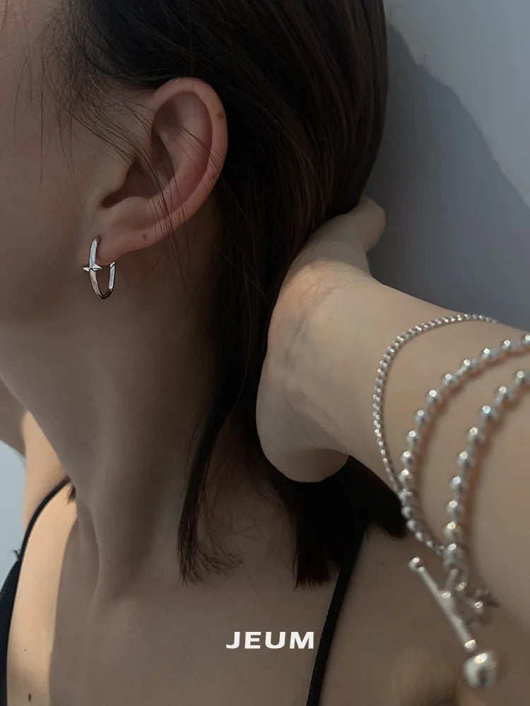 New 925 Sterling Silver Earrings Small Star Earrings Female Charm Jewelry Gift hoop earrings for women