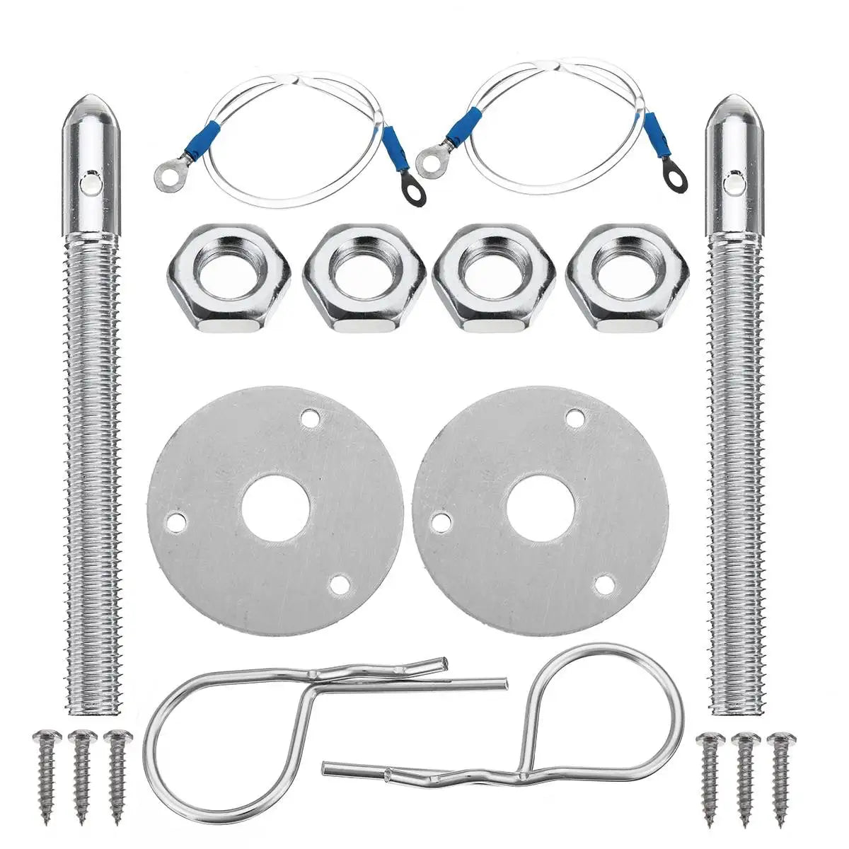 Universal Racing Style Stainless Steel Mount Hood Pin Plate Bonnet Lock Kit Car Hood Engine Bonnets Lock