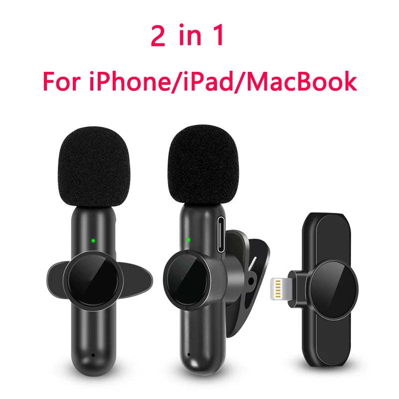K61 Wireless Lavalier Microphone Audio Video Recording Mini Mic For iPhone iPad Android Laptop Live Gaming Smartphone Microphone