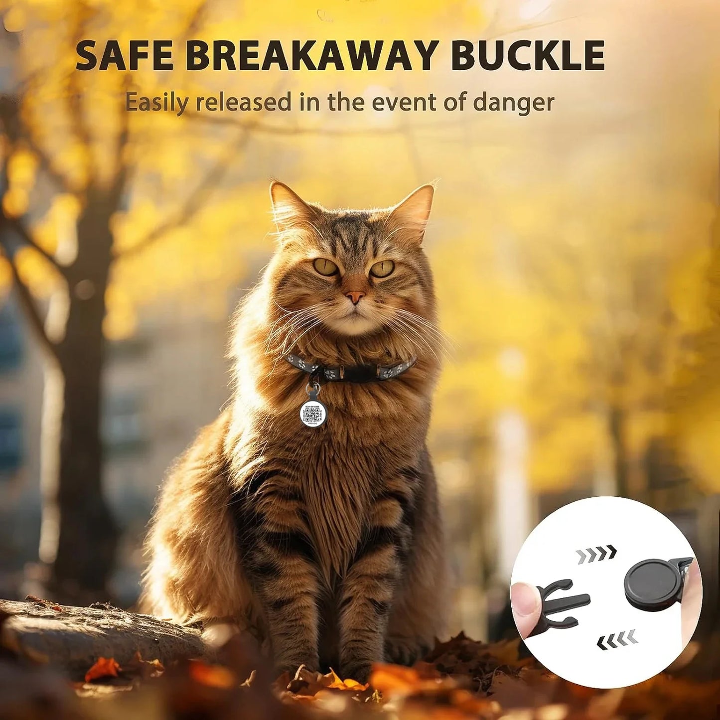 Cat Collar with QR Code Name Tag, Puppy Cat Accessories Reflective Kitten Collars with Bell, Cat ID Tag, Safety Quick Release