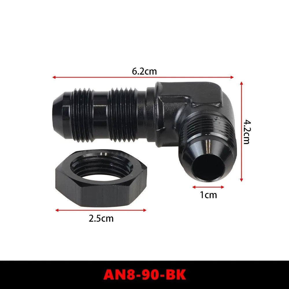 AN6 AN8 AN10 Male to Male 90 Degree Flare Union Bulkhead Fitting Adapter with Nut For Tab or Wirewall