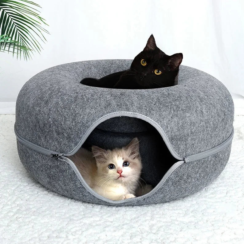 Donut Cat Bed Pet Cat Tunnel Interactive Game Toy Cat Bed Dual-use Indoor Toy Kitten Sports Equipment Cat Training Toy Cat House
