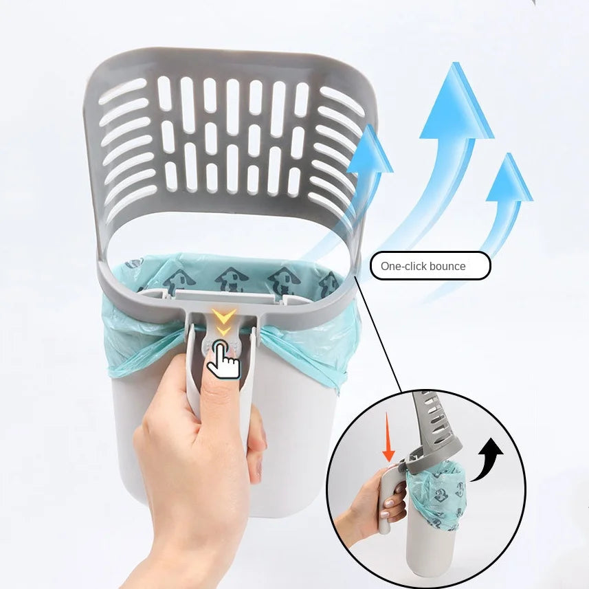 Widen Cat Litter Shovel Self-cleaning Scoop with Refill Bags Large Kitty Litter Box Garbage Picker Waste Bin System Pet Supplies