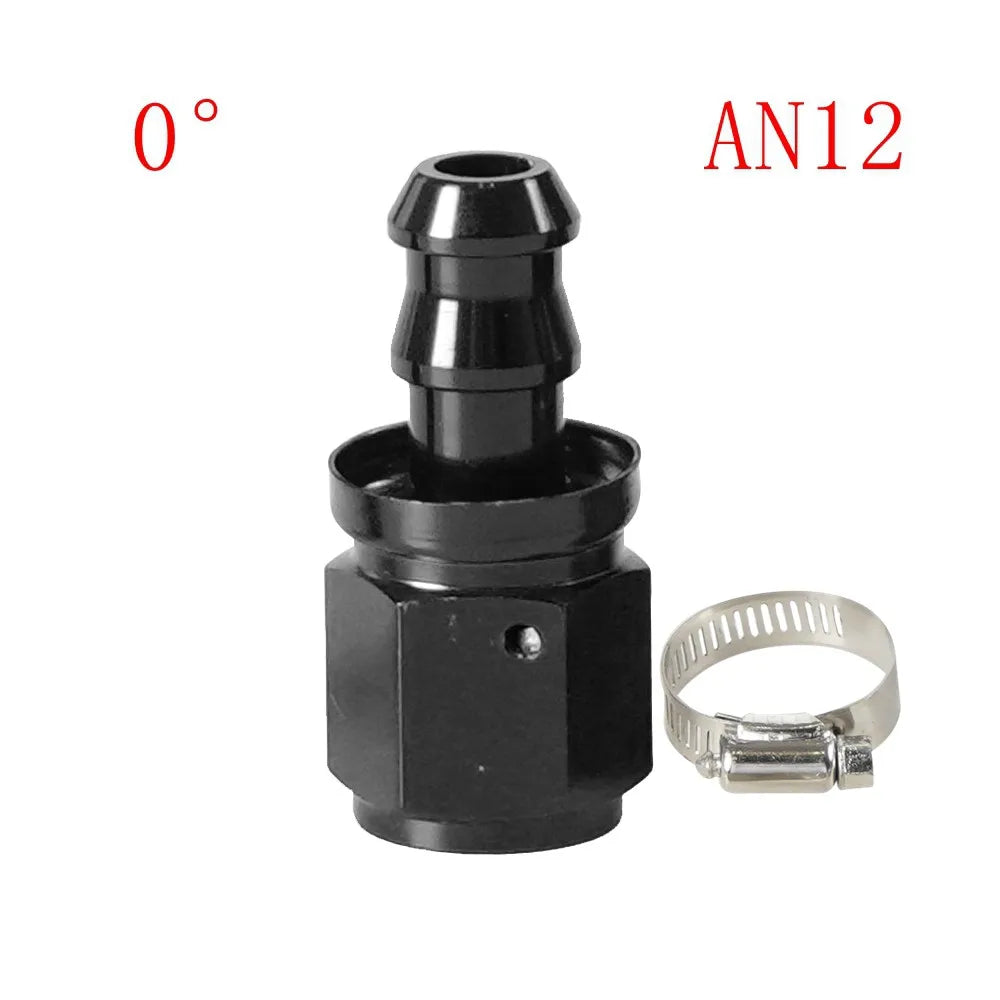 Universal 0 45° 90° 180°Degree AN4 AN6 AN8 AN10 AN12 Oil Fuel Push Lock Hose End Fitting/Adaptor Black