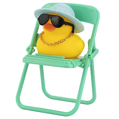 Car Duck Ornament Rubber Duck Car Dashboard Decoration Car Dashboard Decoration Accessories with Mini Hat Chair or Skateboard