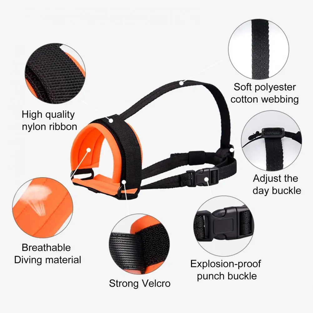Adjustable Dog Muzzle Buckle Design Breathable Elastic Soft Nylon Puppy Anti-Biting Mouth Cover for Small Medium Large Dogs