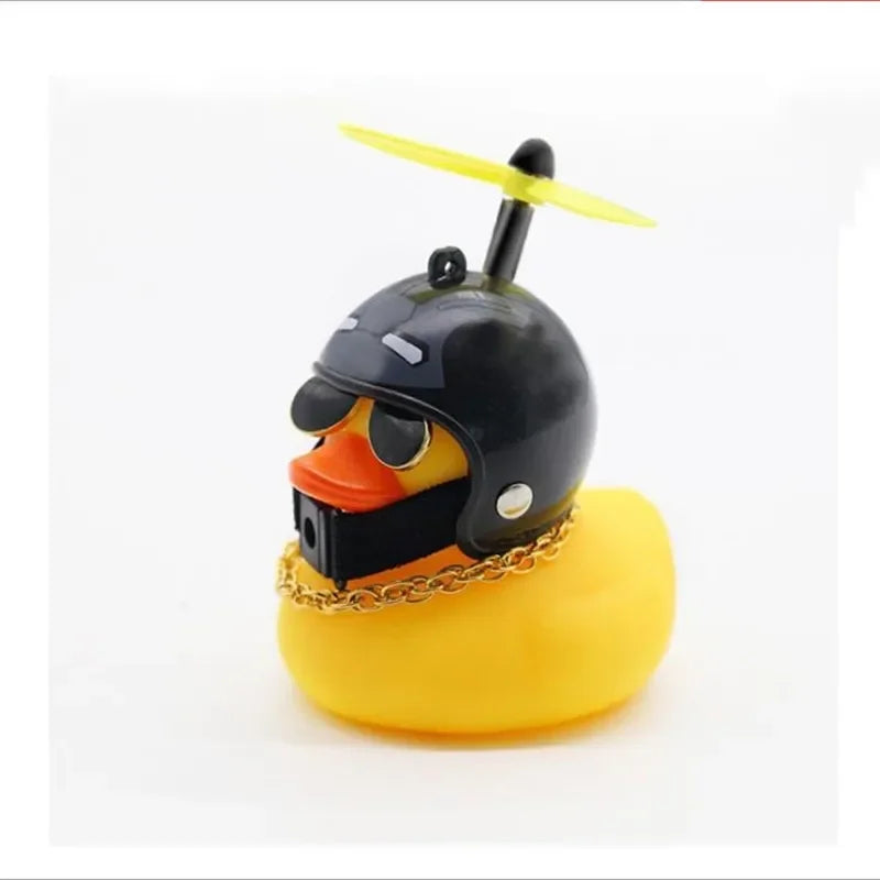 2023 Car Interior Broken Wind Small Yellow Duck with Helmet Airscrew Cute Wind-breaking Duck Cycling Decoration Ornament