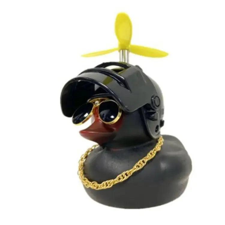 Car Cute Little Yellow Duck with Helmet Propeller Wind-breaking Duck Auto Internal Decoration Car Ornaments Accessories Kids Toy