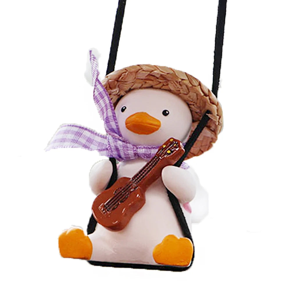 Car Pendant Cute Anime Little Duck Swing Auto Rearview Mirror Hanging Ornaments Interior Decoraction Accessories for Girls Gifts