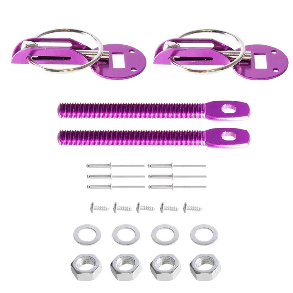 Universal Aluminum Alloy Mount Hood Pin Bonnet Lock Kit Car Tunning Lock Kit Down Hood Lock Latch Pins Vehicle Accessories