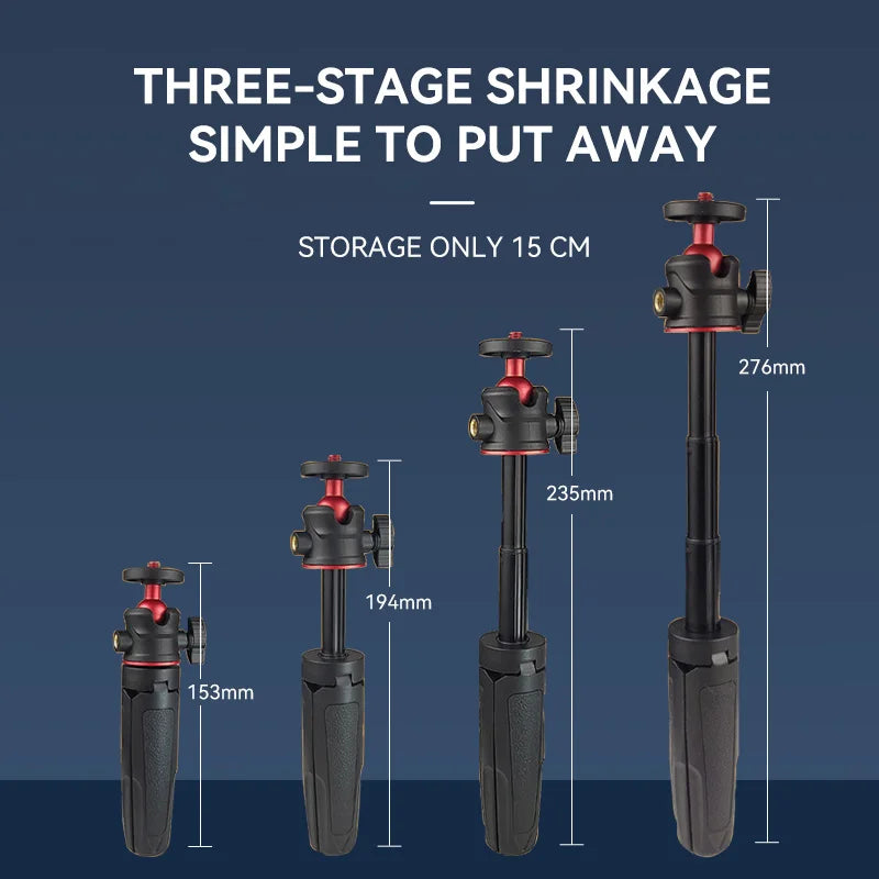 MT-08 SLR Camera Smartphone Vlog Tripod Mini Portable Tripod with Cold Shoe Phone Mount for iPhone Android