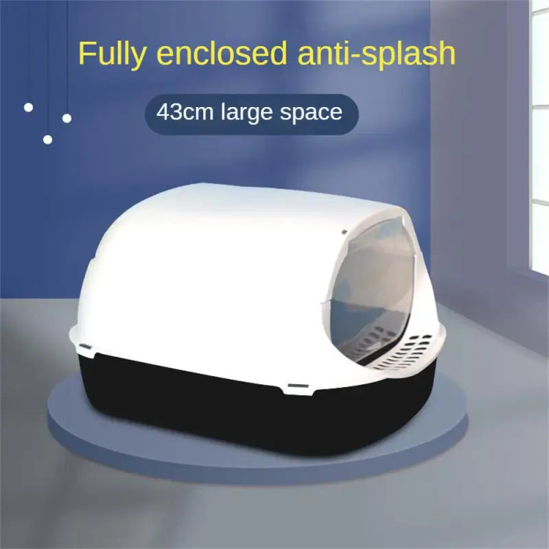 Cat Toilet With Spoon Closed Sandbox Fully Enclosed Pet Litter Box Pet Accessories Cat Excrement Basin Splash Proof Clean Basin