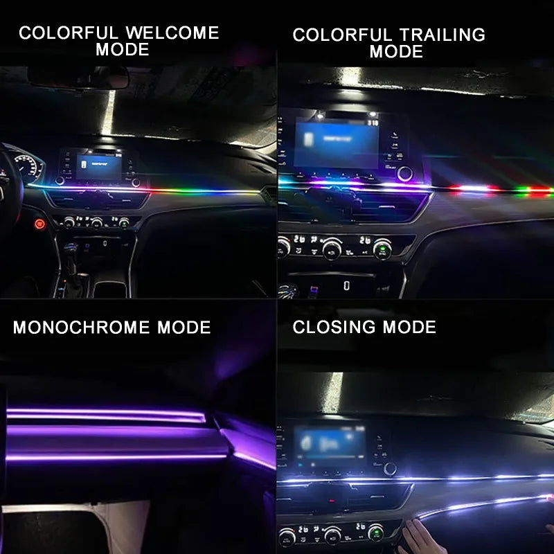 Car Symphny RGB LED Ambient Light Strip Center Console Hidden Atmosphere Light Strip Trim USB Lamp App Remote Control