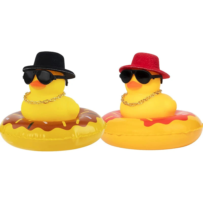 2 Set Car Duck Mini Car Dashboard Yellow Rubber Duckies Toy Jeep Duck Party Favor Car Decoration Table Ornament Car Accessory
