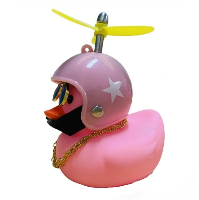 Car Cute Little Yellow Duck with Helmet Propeller Wind-breaking Duck Auto Internal Decoration Car Ornaments Accessories Kids Toy