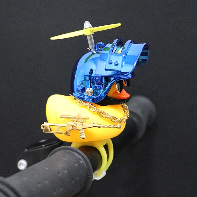 Cute Rubber Duck Toy Car Ornaments Yellow Duck Car Dashboard Decorations Bike Gadgets with Propeller Helmet Car Accessories