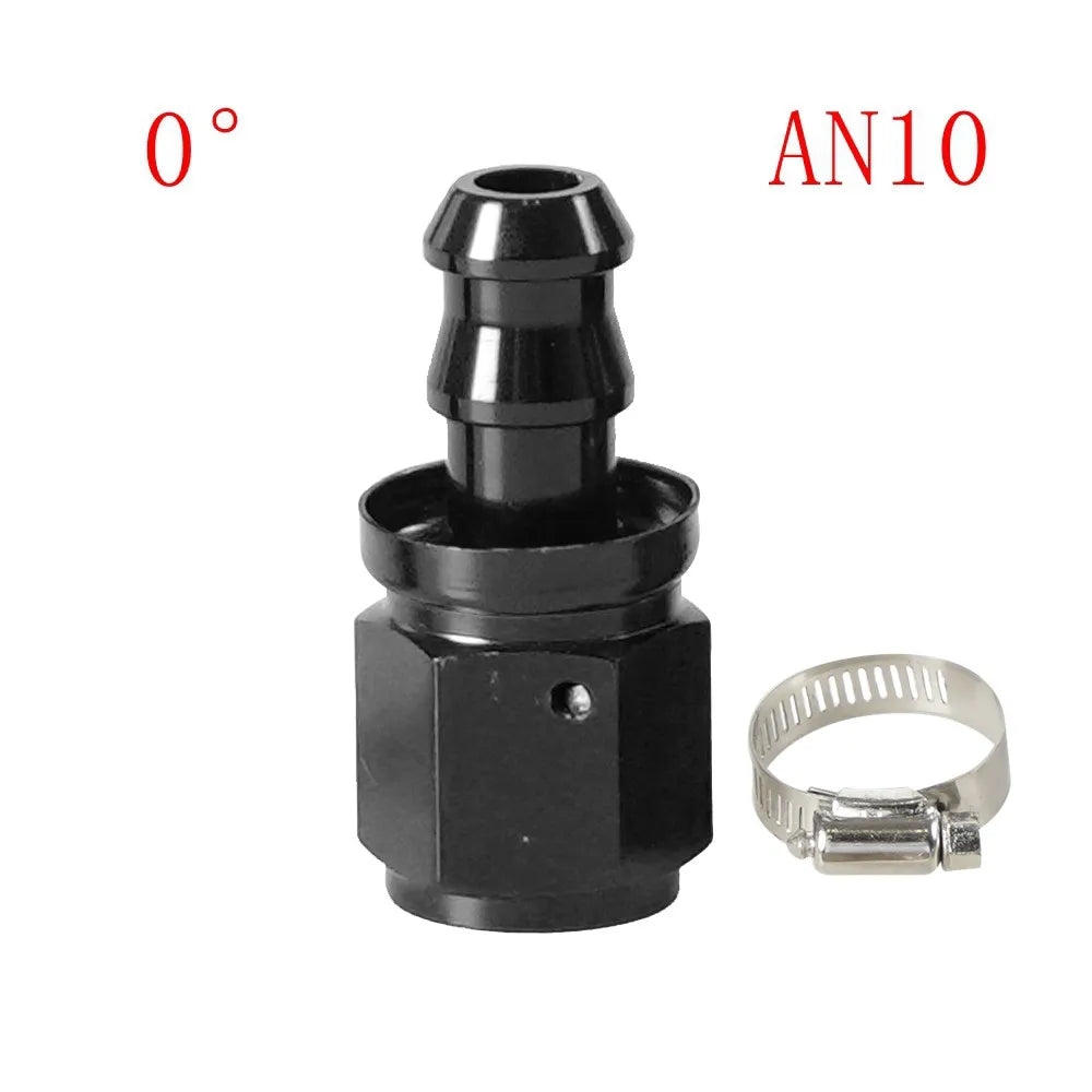 Universal 0 45° 90° 180°Degree AN4 AN6 AN8 AN10 AN12 Oil Fuel Push Lock Hose End Fitting/Adaptor Black