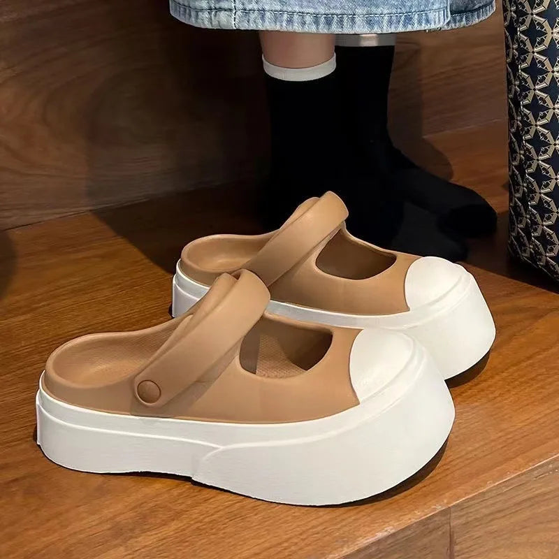 Women Slippers Leisure Versatile Two Wear Sweet Thick Sole Sandals Multi Color Ladies Fashion PVC External Wearing Sandals