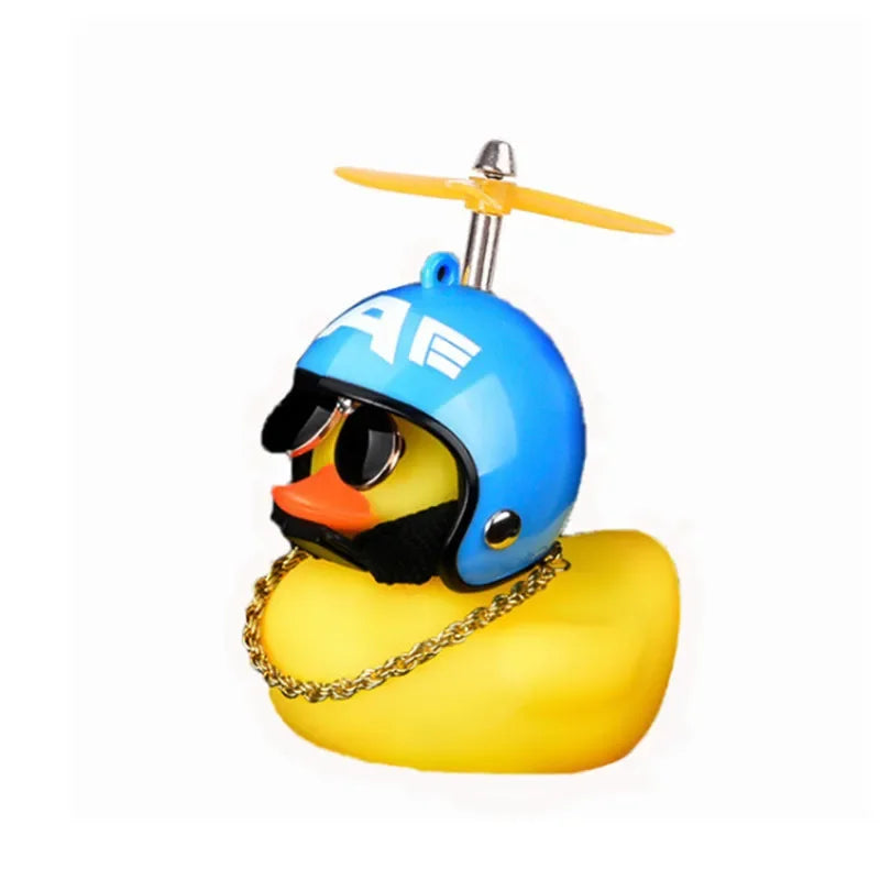 2023 Car Interior Broken Wind Small Yellow Duck with Helmet Airscrew Cute Wind-breaking Duck Cycling Decoration Ornament
