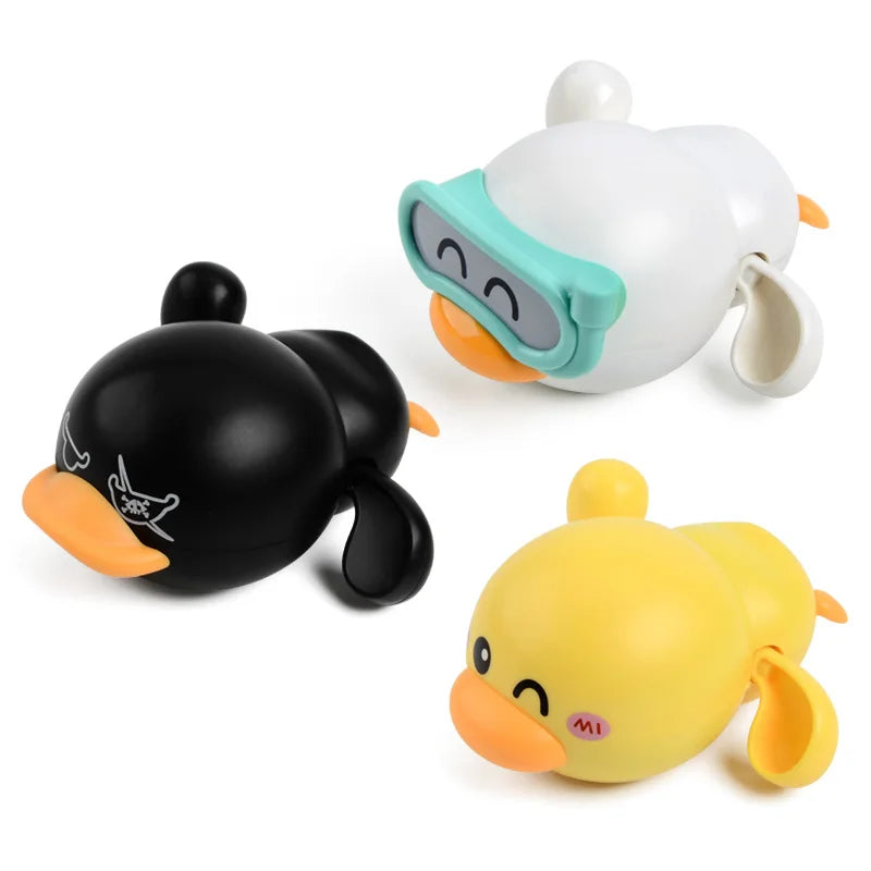 Cute Baby Clockwork Little Yellow Duck Baby Bath Toys Children Boys Girls Playing In The Water Bathroom Set Combination