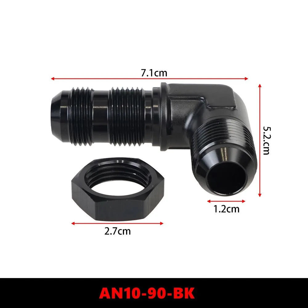 AN6 AN8 AN10 Male to Male 90 Degree Flare Union Bulkhead Fitting Adapter with Nut For Tab or Wirewall